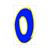STICKER NUMMER -0- BLAUW-GEEL 9cm