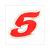 STICKER NUMMER -5- ROOD-WIT 5.5cm